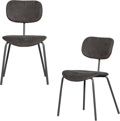 Woood Link Esszimmerstühle – gerippter Stoff – braungrau – 2er-Set