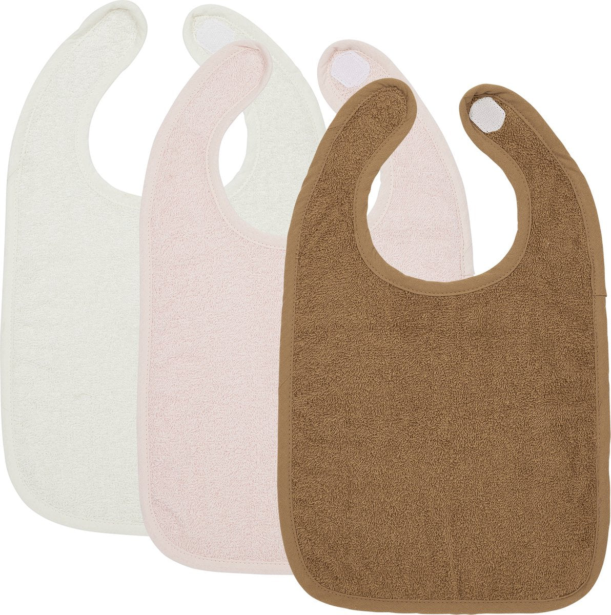 Meyco Baby-Uni-Lätzchen – 3er-Pack – Frottee – cremefarbenes, zartrosa Toffee