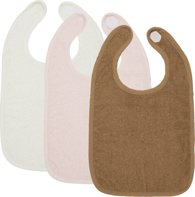 Meyco Baby-Uni-Lätzchen – 3er-Pack – Frottee – cremefarbenes, zartrosa Toffee