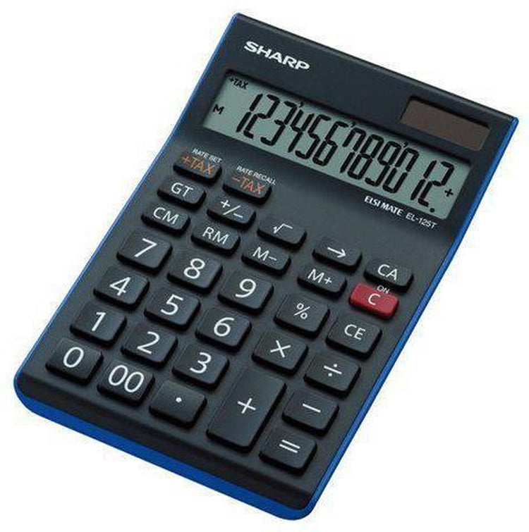 Sharp-Rechner - EL125TWh - Schwarz - 12-stellig - 1x LR44-Batterie - SH-EL125TWh