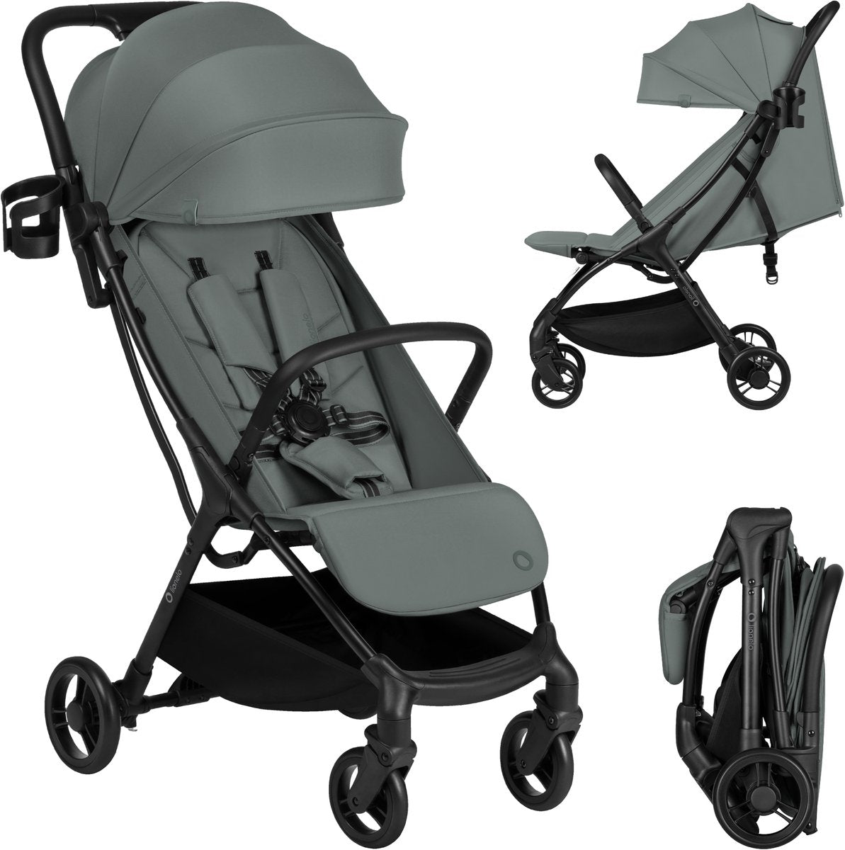 Lionelo Agia Buggy – leichte 7,3 kg – kompakt faltbar – Liegeposition und großer Sitz – Räder mit Federung – Getränkehalter – Kinderwagen ab 6 Monaten bis 22 kg – Faltbuggy – Reisebuggy – Kinderwagen – Kinderbuggy