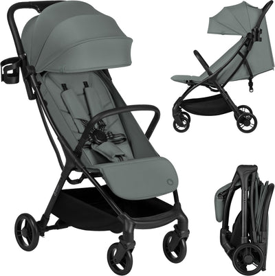 Lionelo Agia Buggy – leichte 7,3 kg – kompakt faltbar – Liegeposition und großer Sitz – Räder mit Federung – Getränkehalter – Kinderwagen ab 6 Monaten bis 22 kg – Faltbuggy – Reisebuggy – Kinderwagen – Kinderbuggy