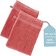 Stille. Living Hush Living Waschlappen – 2er-Set – 100 % Baumwolle – schwere Qualität, 500 g m2 – stilvolle Bordüre und Aufhängeöse – 16 x 22 cm – Koralle
