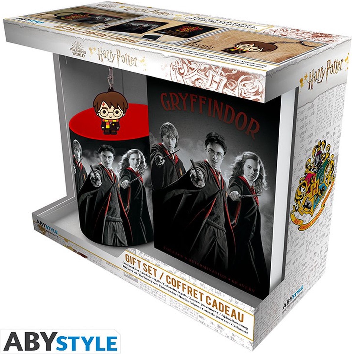 Abystyle Harry Potter – PC-Becher 320 ml + Schlüsselanhänger + Notizbuch Harry Ron Hermion