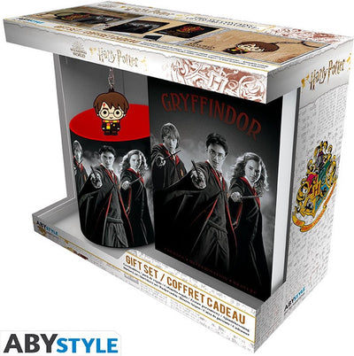 Abystyle Harry Potter – PC-Becher 320 ml + Schlüsselanhänger + Notizbuch Harry Ron Hermion
