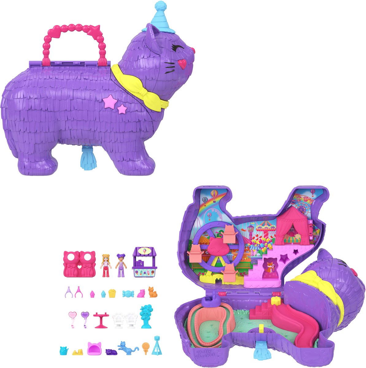 Polly Pocket Piñata Party mit Kätzchen – kompaktes Spielzeugfiguren-Set