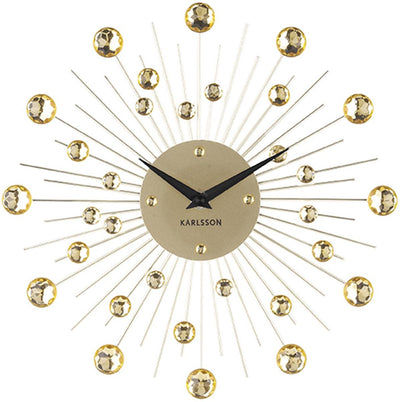 Karlsson Wanduhr Sunburst – Kristall, Gold – mittel – ø30 cm – skandinavisch