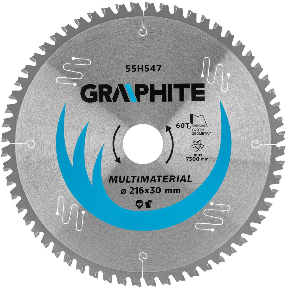 Graphite Tarcza – Universal-Breitsägeblatt – 216 mm – 60 Zähne – hohe Schnittgeschwindigkeit