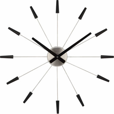 Nexttime Plug Inn – geräuschlose Wanduhr – 58 cm – Metall – Schwarz – Design