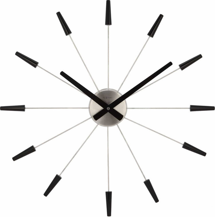 Nexttime Plug Inn – geräuschlose Wanduhr – 58 cm – Metall – Schwarz – Design