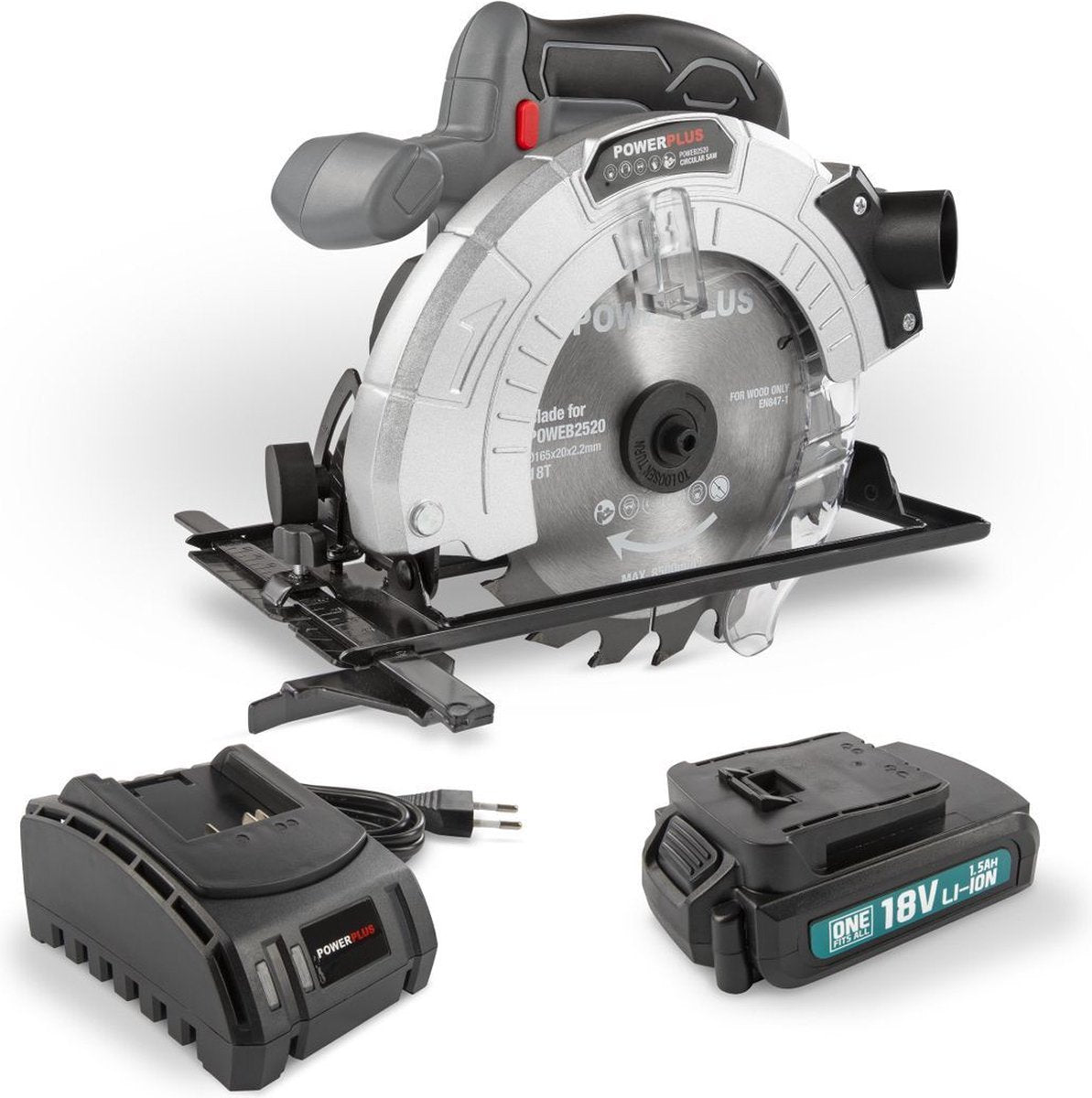 Powerplus powebcss1 Kreissäge - 18V ã˜ 165mm - inkl. Batterie 18V 1,5Ah + Ladegerät