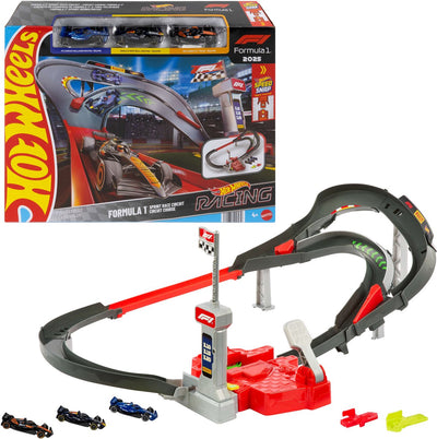 Hot Wheels Racing Formel-1-Sprint-Rennstrecken-Set – mit 3 Spielzeugautos aus Metall