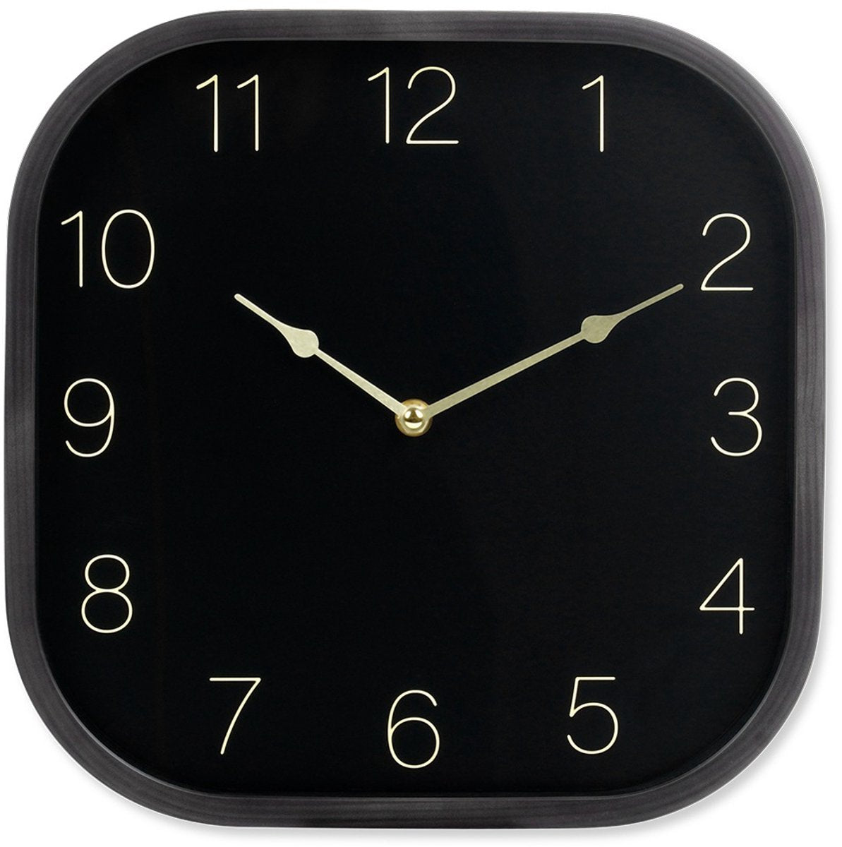 Markenlose Sans-Marque-Wanduhr, schwarz mit Gold – 30 x 30 cm