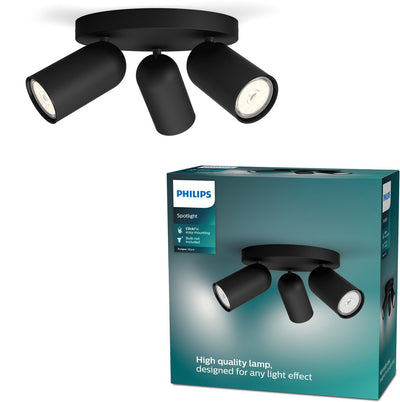 Philips LED Philips Pongee Aufbaustrahler – 3-flammig – Schwarz
