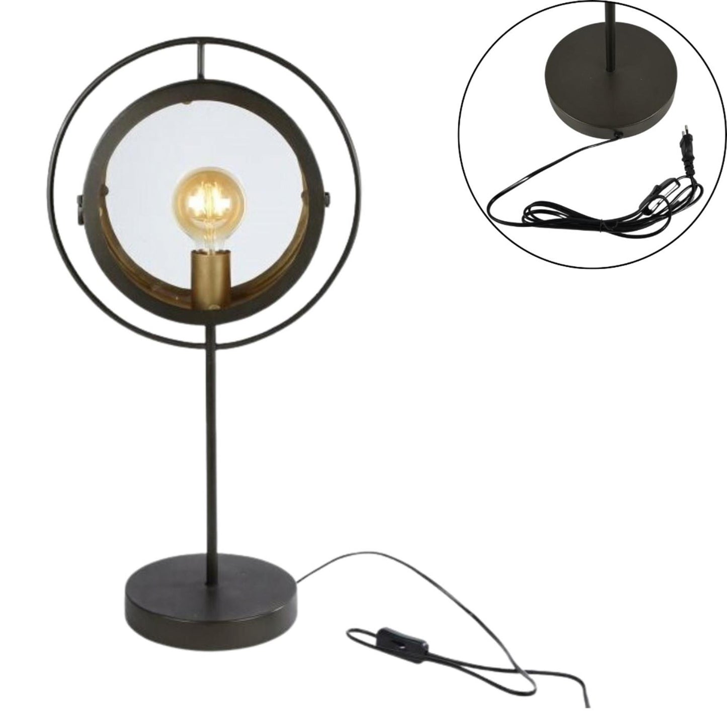 Tischlampe aus Glas und Metall, 65 cm