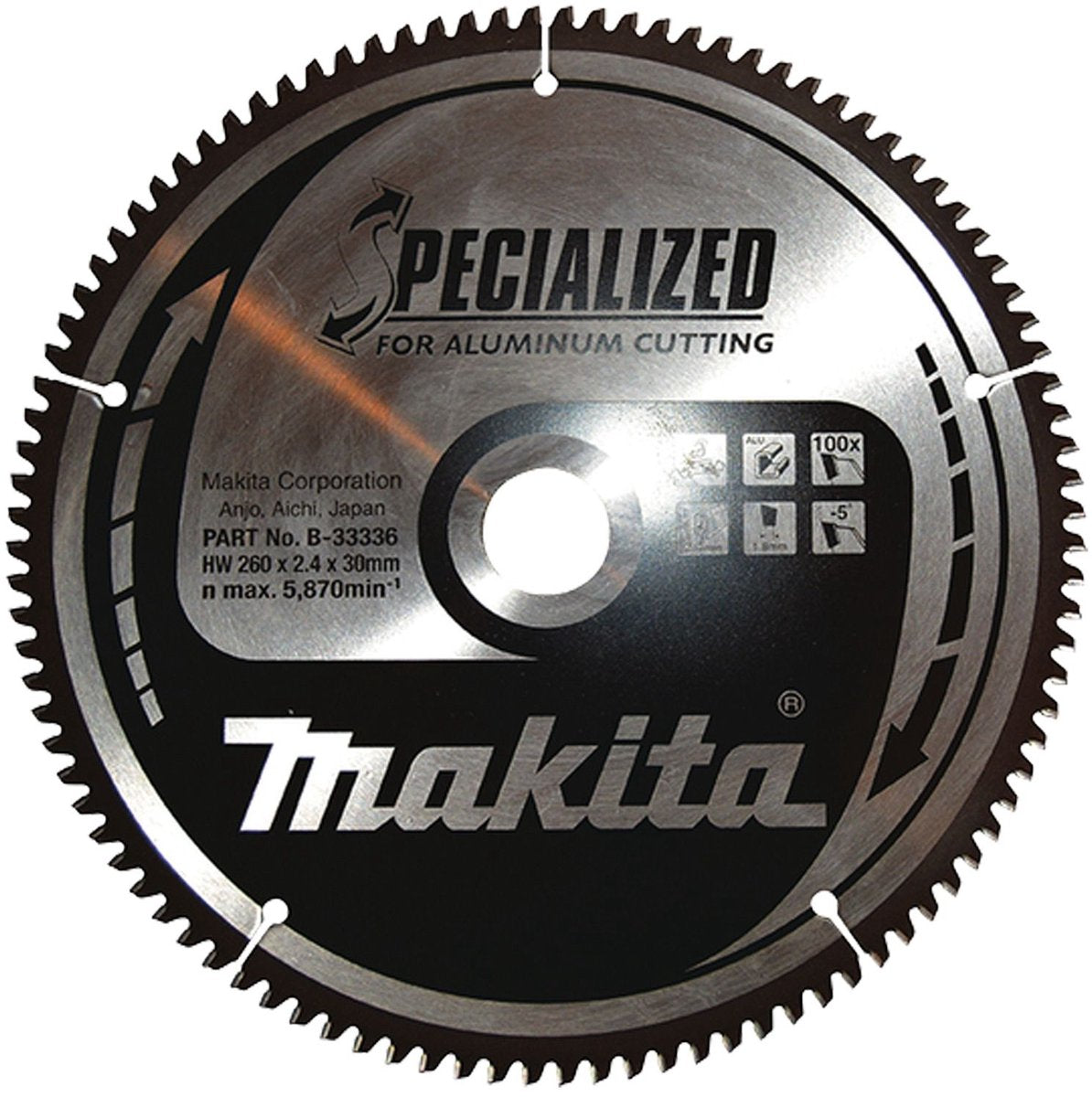 Makita Zubehör Kappsägeblatt Aluminium Spezial 260x30x2,4 100t -5g