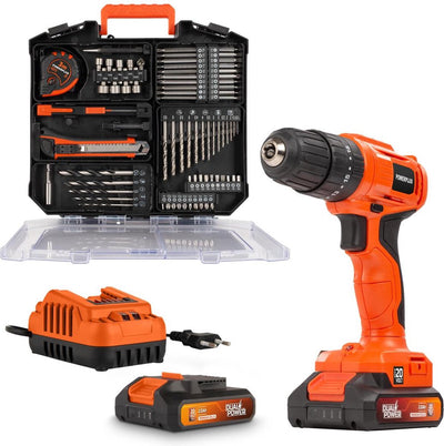 Powerplus - Dual Power - powdpo1150 - 20 V - gebürstet - Schraubendreher, Schlagbohrmaschine - 20 V - inkl. 2 Batterien 20 V 2,0 Ah und Ladegerät – 78 Akkus.