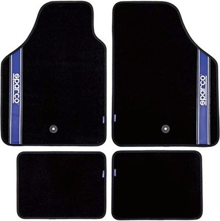 Sparco Automatten Universal 4er-Set – Stoff – Schwarz mit Blau
