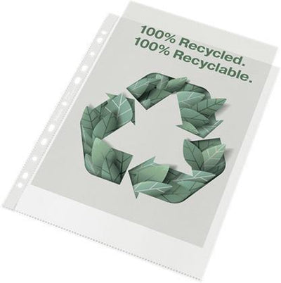 Esselte 100 % recycelte PP-A4-Maxi-Showtasche – 70 Mikron – 100 x transparente, umweltfreundliche Einsteckhüllen – Nachhaltigkeit – für die Arbeit von zu Hause aus – ideal für das Home-Office