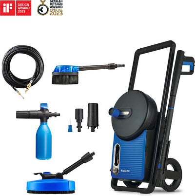 Nilfisk Excellent 180-12 Smart Assistant – Hochdruckreiniger mit 180 bar Druck, 12 m Schlauch, Smart Assistant Display, Terrassenreiniger, rotierende Bürste und Abwasserschlauch