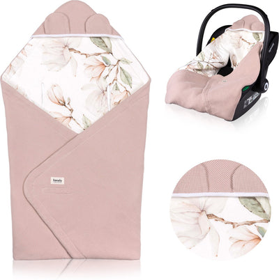 Lionelo Reise-Wickeldecke – Wickeldecke für Autositz-Kinderwagen – 100 % Baumwollbambus – Tog 2,5 – hypoallergen – für Herbst-Winter – verstellbar mit Klettverschluss – 90 x 90 cm – atmungsaktiv, weich – maschinenwaschbar