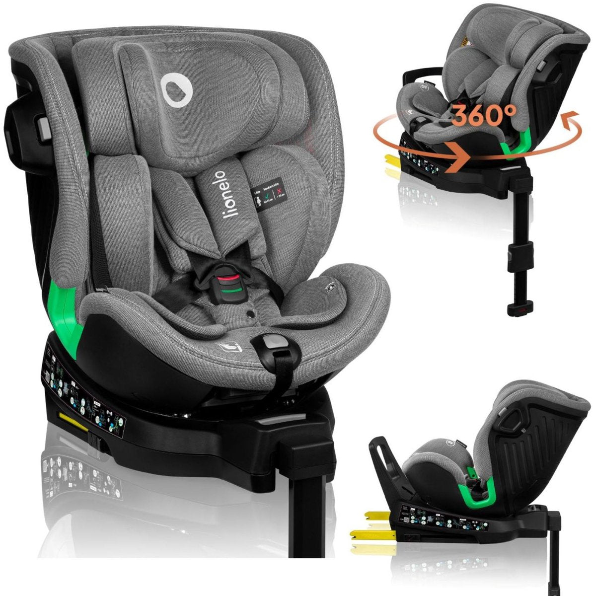Lionelo – Harmony i-Size – Autositz – 360‘ drehbare Basis – breiter Sitz – rückwärtsgerichtet bis 105 cm (18 kg)