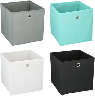 Alpina Aufbewahrungsbox faltbar 30 x 30 x 30 cm – Aufbewahrungsbox aus Vlies mit Metallöse – faltbarer Aufbewahrungskorb für Schrank und Regal – weiß, schwarz, grau oder mintgrün – sortiert