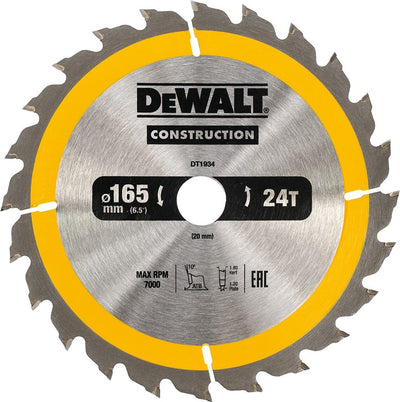 Dewalt Bauserie – Sägeblatt – 165 mm – 24 Zähne – Holz