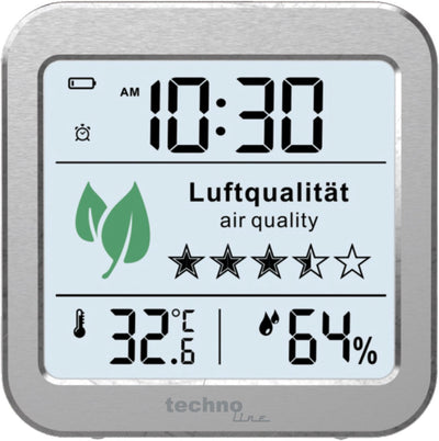 Technoline CO2-Messgerät – WL 1020 – 82 x 82 x 25 mm – Silber – Luftqualitätsmessgerät – TL-WL1020