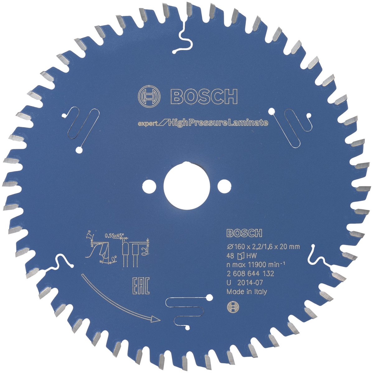 Bosch Zubehör Kreissägeblatt Expert für Hochdrucklaminat 160x20x2,2 1,6x48t - 2608644132