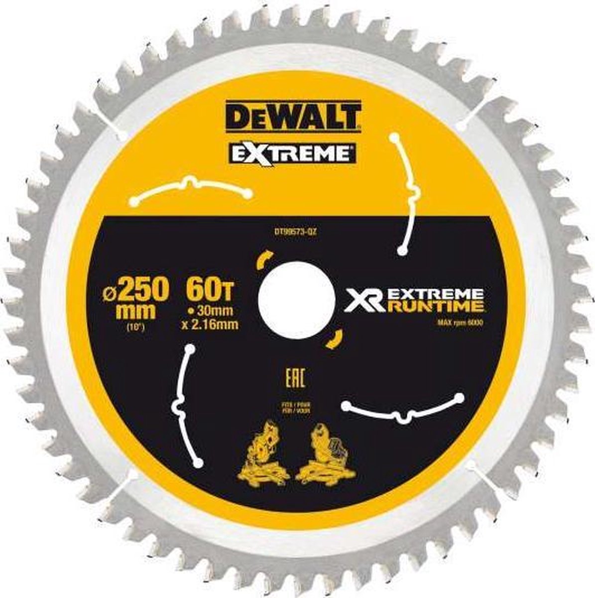 Dewalt Zubehör dt99573 xr Kreissägeblatt 250 x 30 mm 60 Zähne – dt99573-qz