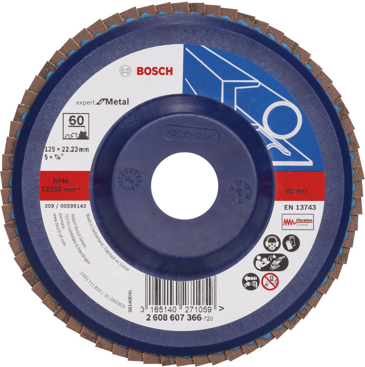 Bosch - Fächerschleifscheibe 125 mm, 22,23 mm, 60
