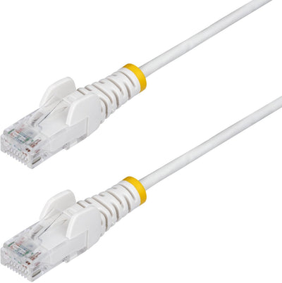 Startech .com 1 m dünnes Cat6-Ethernet-Kabel, weiß, ohne Haken, 100 W PoE, UTP, LSZH, 28 AWG reiner Kupferdraht, schlankes RJ45-Netzwerk-Patchkabel mit Zugentlastung, Fluke-getestet
