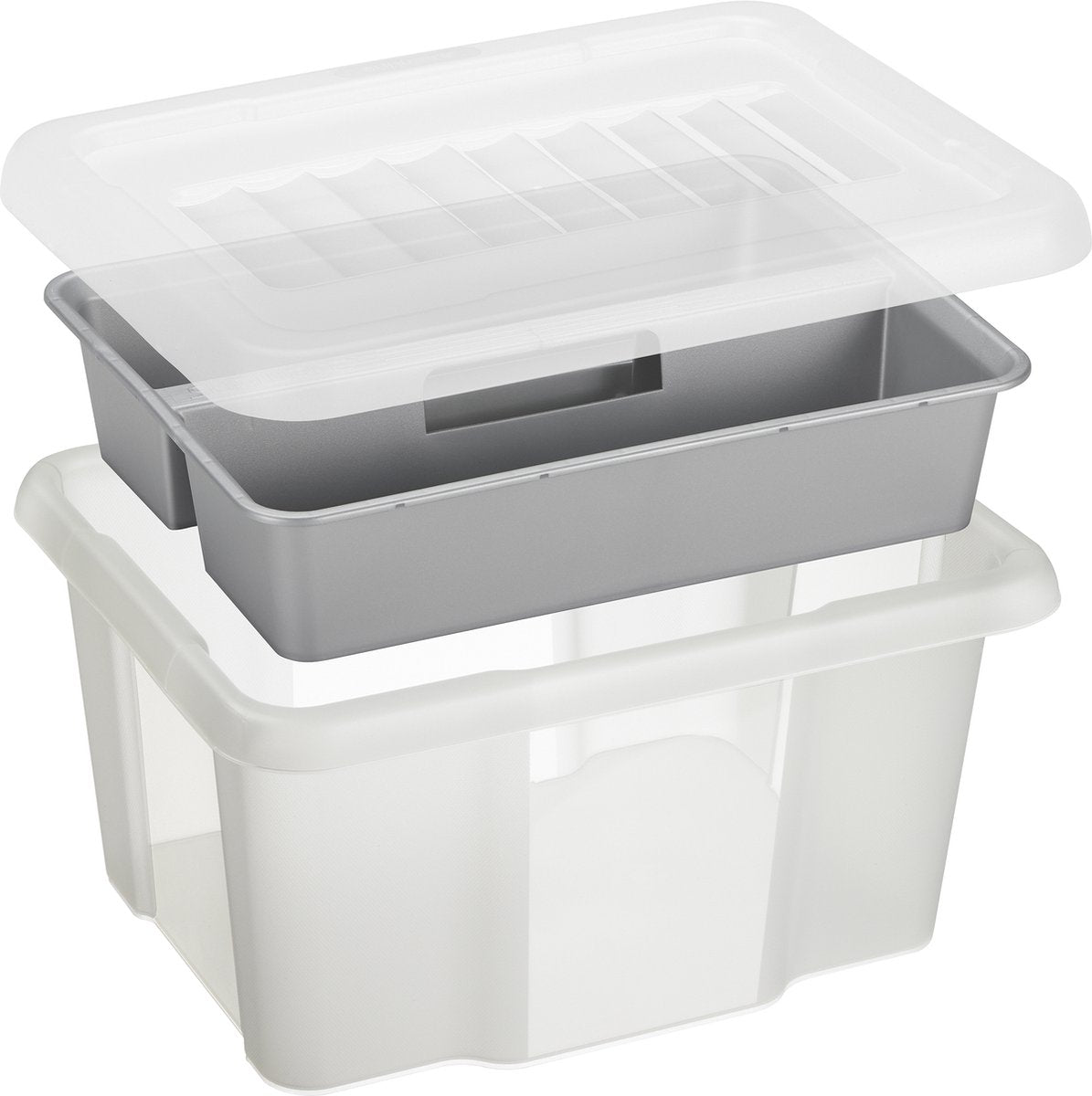 Sunware Nesta Aufbewahrungsbox 24l mit Einsatz – mit Deckel – transparent