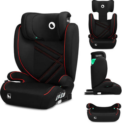 Lionelo Hugo i-Size – Autositz – 100–150 cm – Isofix-Gurt – verstellbare Kopfstütze – erweiterter Seitenschutz – Memory-Schaum – waschbare Polsterung – wächst mit Ihnen – bequemer Sitz – i-Size-Standard R129