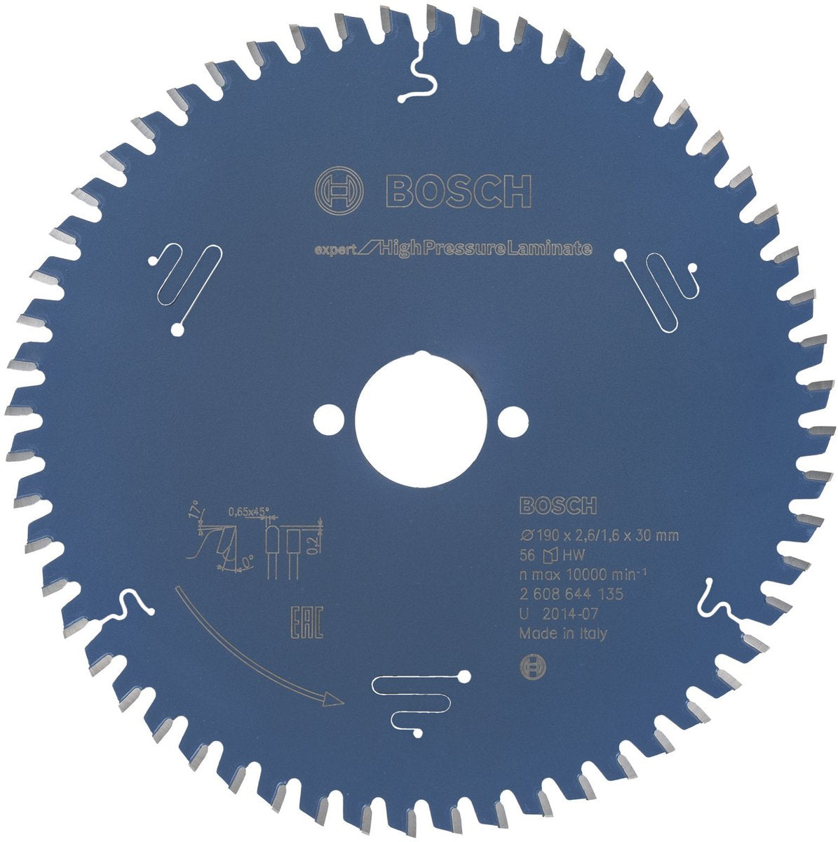 Bosch Kreissägeblatt Expert Laminatplatte Spanplatte 190x30 - 56 Zähne