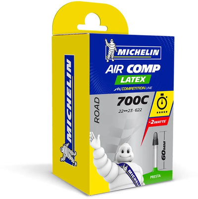 Michelin-Schlauch 28 Zoll – Aircomp-Latex A1 – Französisches (Presta-)Ventil – Ventillänge: 60 mm – ETRTO-Größe: 22 23-622