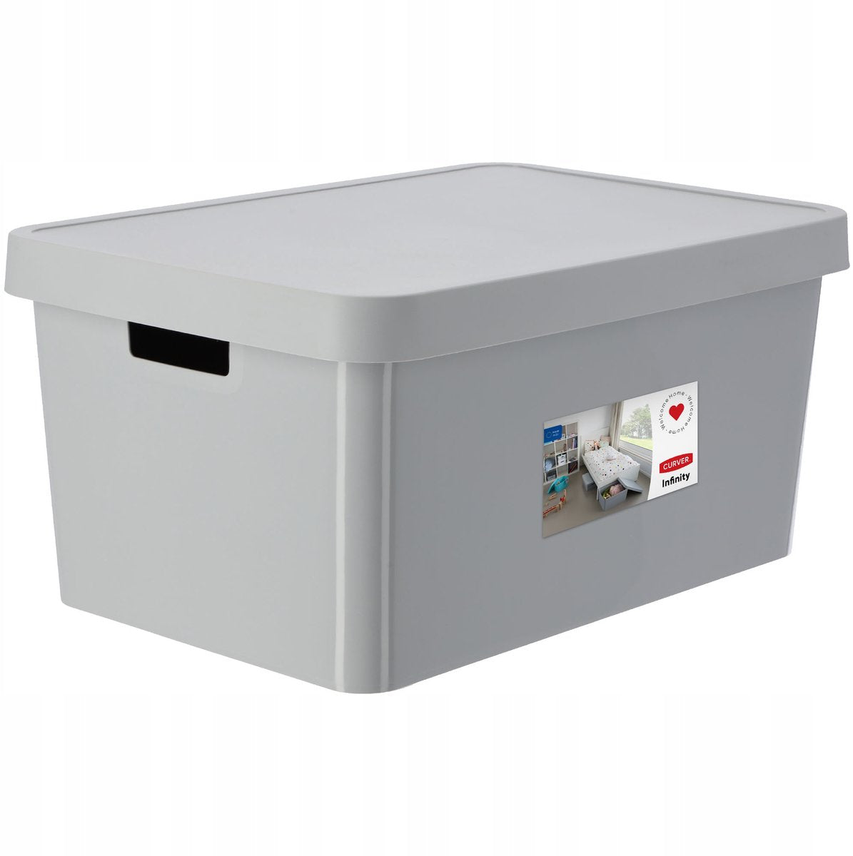 Curver 233941 Infinity-Aufbewahrungsbox mit Deckel, 45 l, grau, mit Griffen