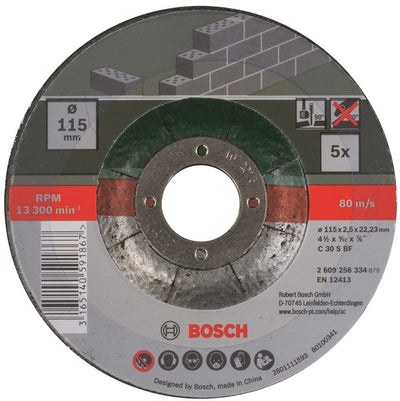 Bosch Schleifscheiben-Set - für Stein - 115 x 2,5 mm - gebogen - 5-teilig