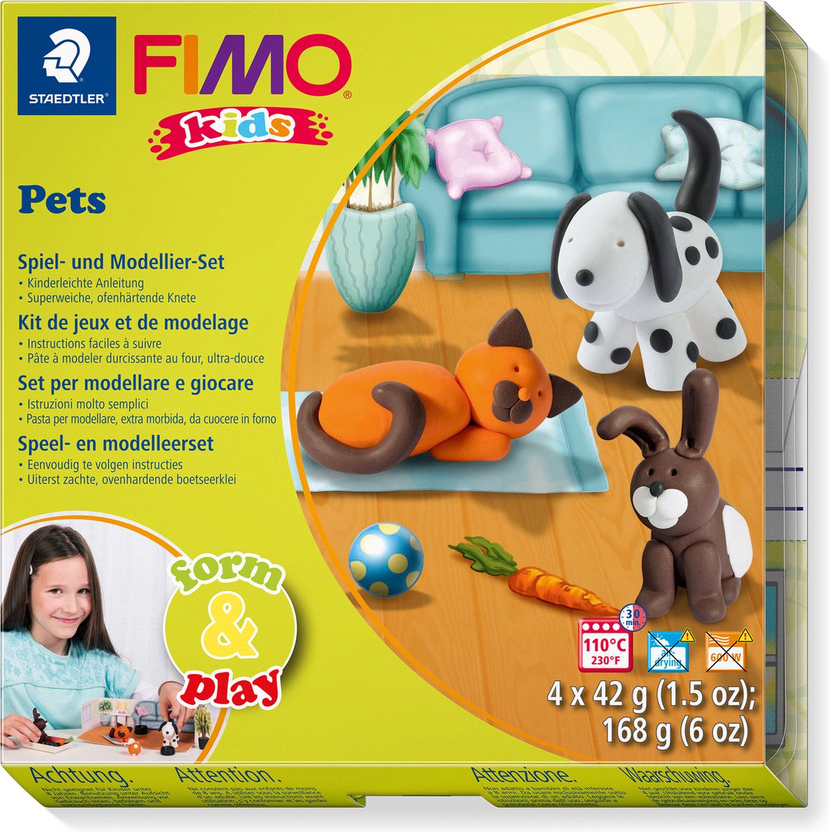 Fimo Kids 8034 – ofenhärtende Modelliermasse – Formspielset Haustiere