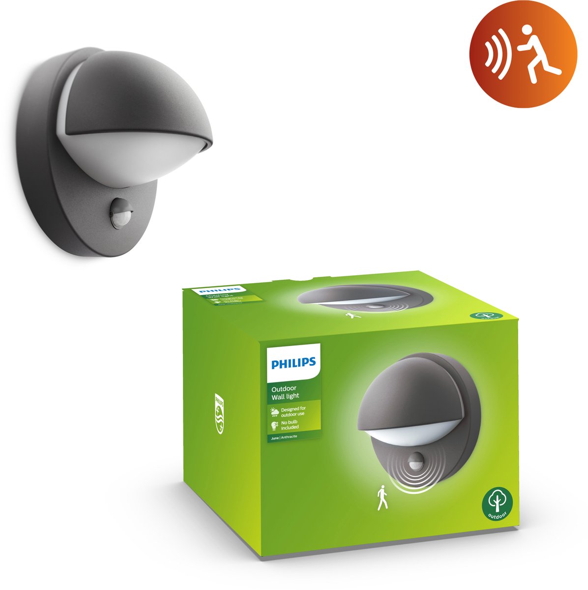 Philips LED Philips June Außenwandleuchte mit Sensor – Anthrazit