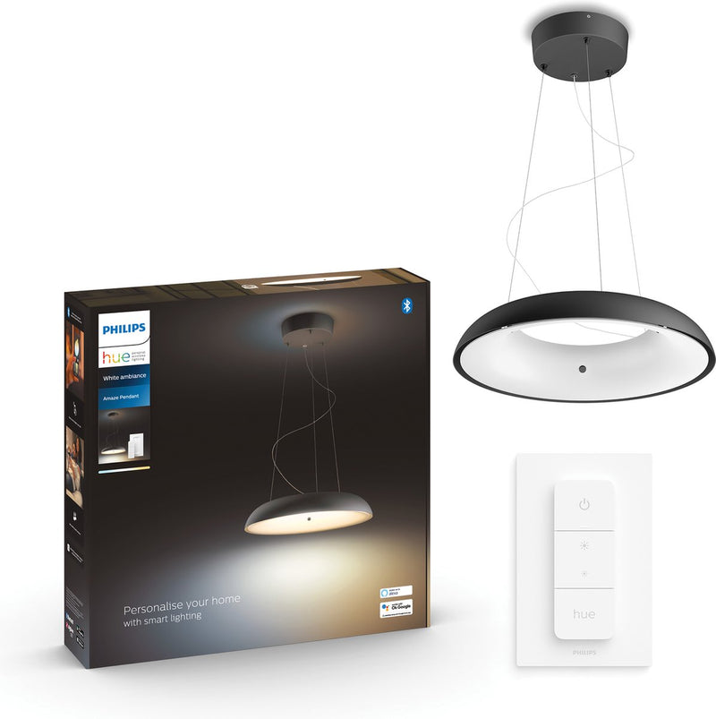 Philips Hue Amaze Hängelampe – warmes bis kaltweißes Licht – Schwarz – 1 Dimmschalter