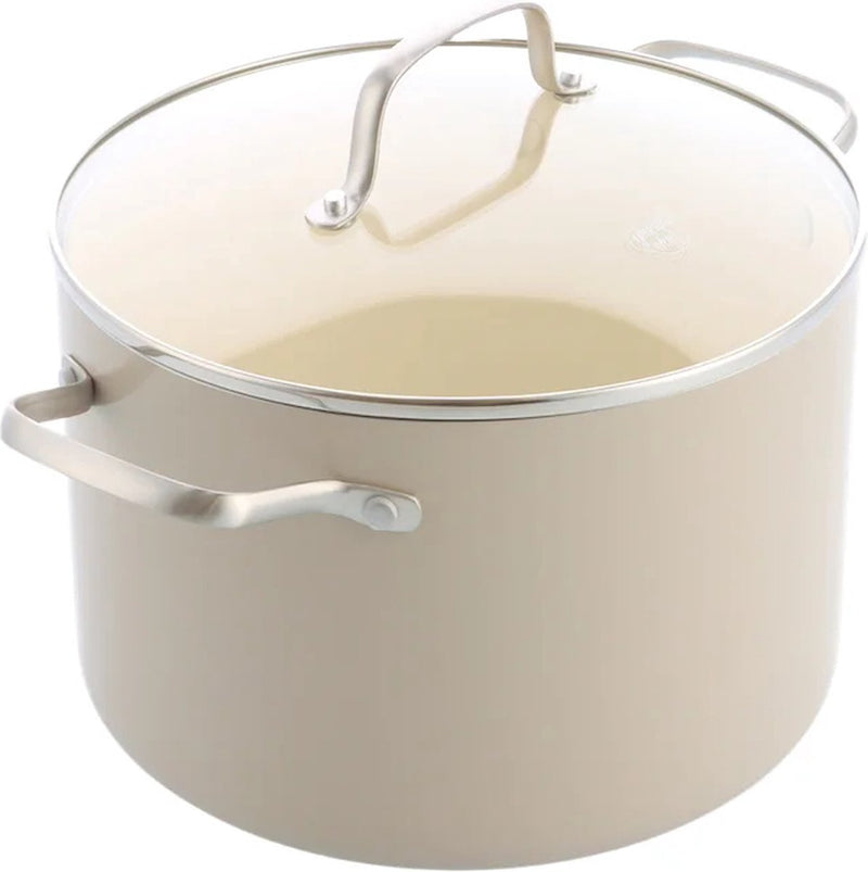 Greenchef Nordics Keramik-Induktions-Suppentopf mit Deckel 24 cm 7,6 l – PFAS-frei – Induktionspfanne – spülmaschinenfest – ofenfest bis 220 °C – Keramik-Antihaftbeschichtung – Creme