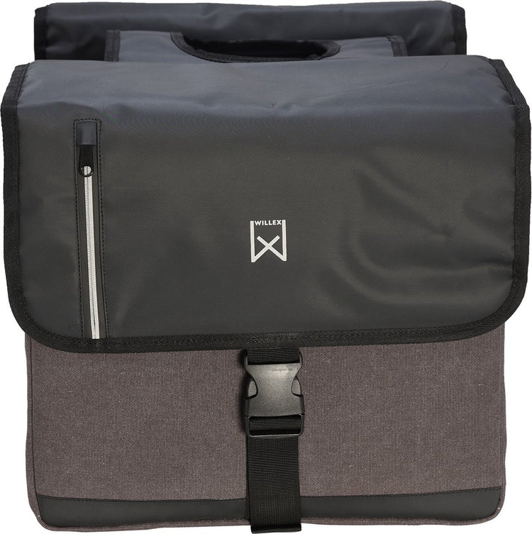 Willex - Doppelte Canvas-Bisonyl-Tasche - 40 Liter - Universalbefestigung - Schwarzgrau