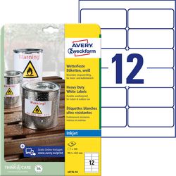 Wasserfeste Folienetiketten Avery Zweckform J4776-10 Polyester weiß