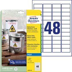 Wasserfeste Folienetiketten Avery Zweckform J4778-10 Polyester weiß