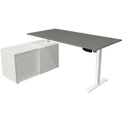 Kerkmann Sitz-Steh-Schreibtisch 10216212 Melamin; Stahlweiß; Graphit