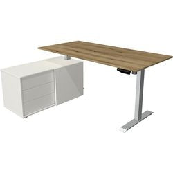 Kerkmann Sitz-Steh-Schreibtisch 10223055 Melamin; Stahleiche; Silber