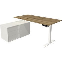Kerkmann Sitz-Steh-Schreibtisch 10216455 Melamin; Stahleiche; weiß