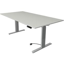 Kerkmann Sitz-Steh-Schreibtisch 10233611 Spanplatte hellgrau, silber